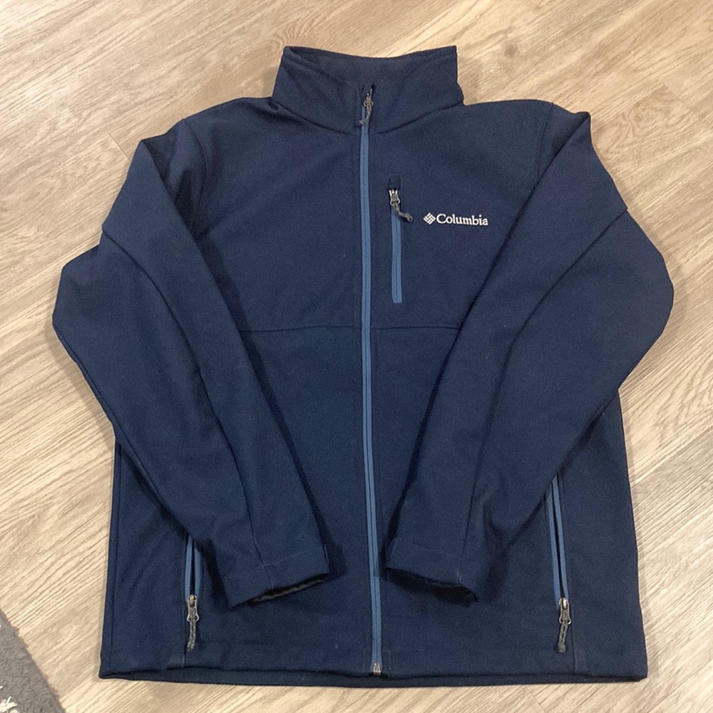 Columbia Men’s Blue Fleece Jacket with Stand-Up Collar